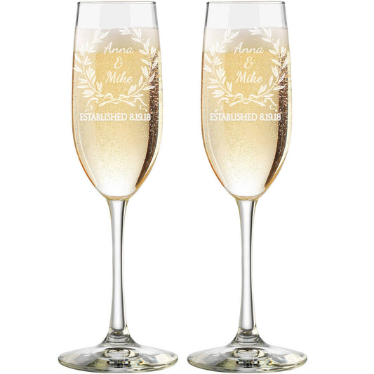 Laurel Wreath Champagne Toasting Flute Set