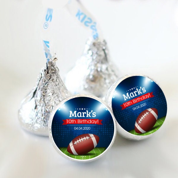 3/4" Personalized Birthday Kiss Stickers | Football