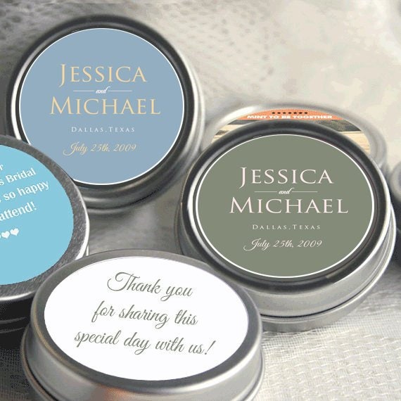 Formal Names, Location, and Date Wedding Favor Mint Tins