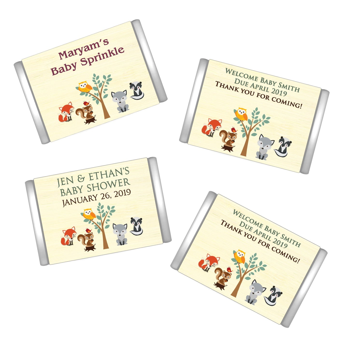 Woodlands Theme Baby Shower | Mini Candy Bar Wrappers