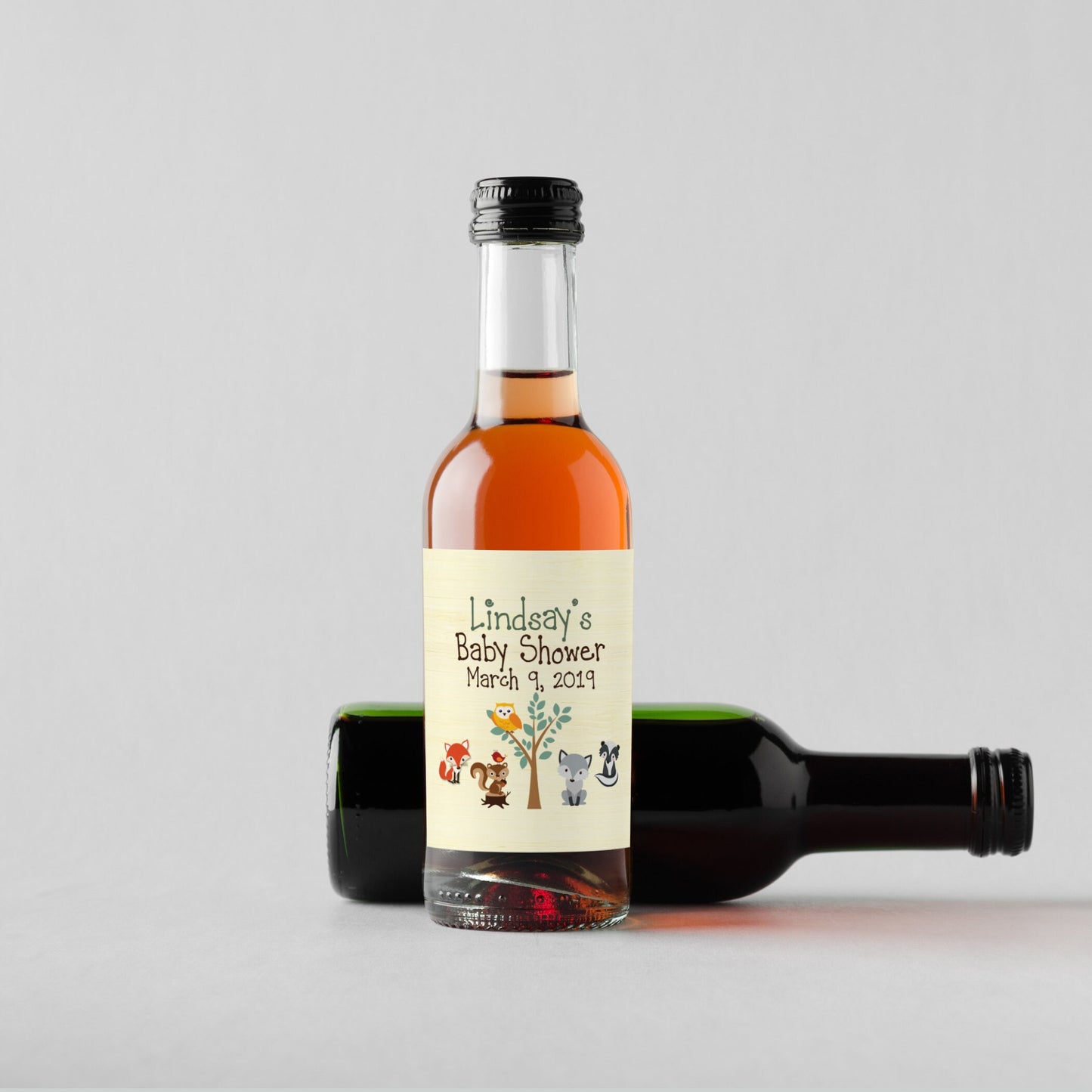 Woodlands Theme Baby Shower | Wine Bottle Labels