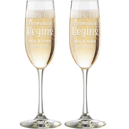 And So Our Adventure Begins | Champagne Toasting Flute Set
