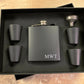 Classic Initials Black Engraved Flask | Gift Set Options Available