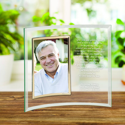Personalized In Loving Memory 5" x 7" Curved Glass Photo Frame | God Only Takes the Best