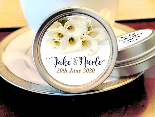 Personalized Calla Lily Bouquet Wedding Favor Mint Tins