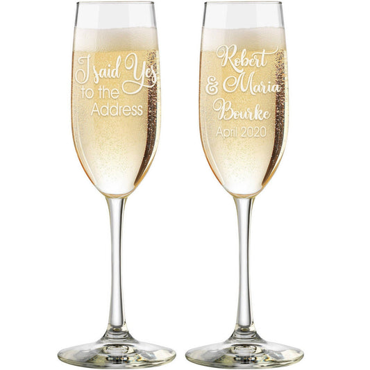We Said Yes to the Address | Realty Gift | Champagne Toasting Flute Set