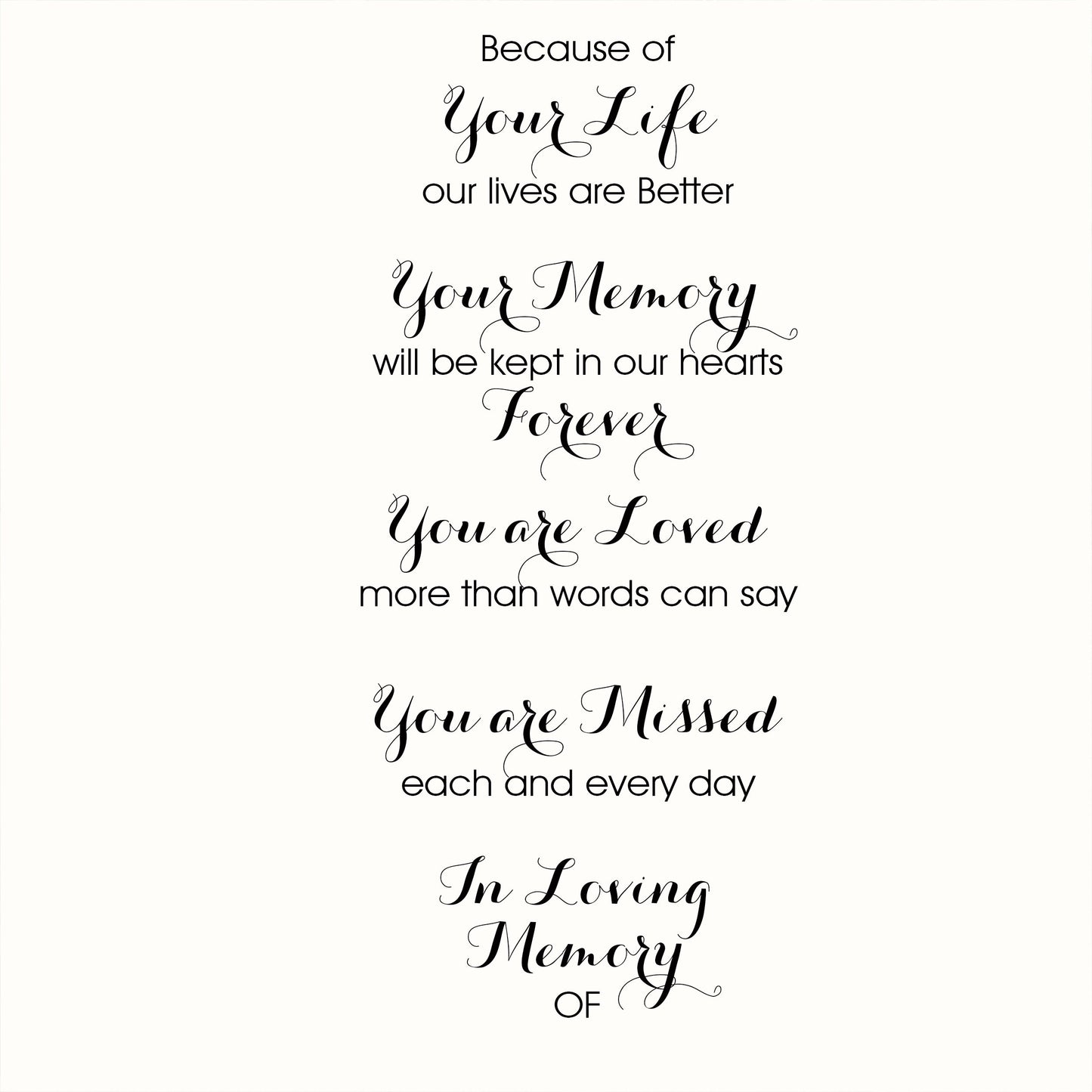 Because of Your Life | In Loving Memory Floating Candle Memorial Vase