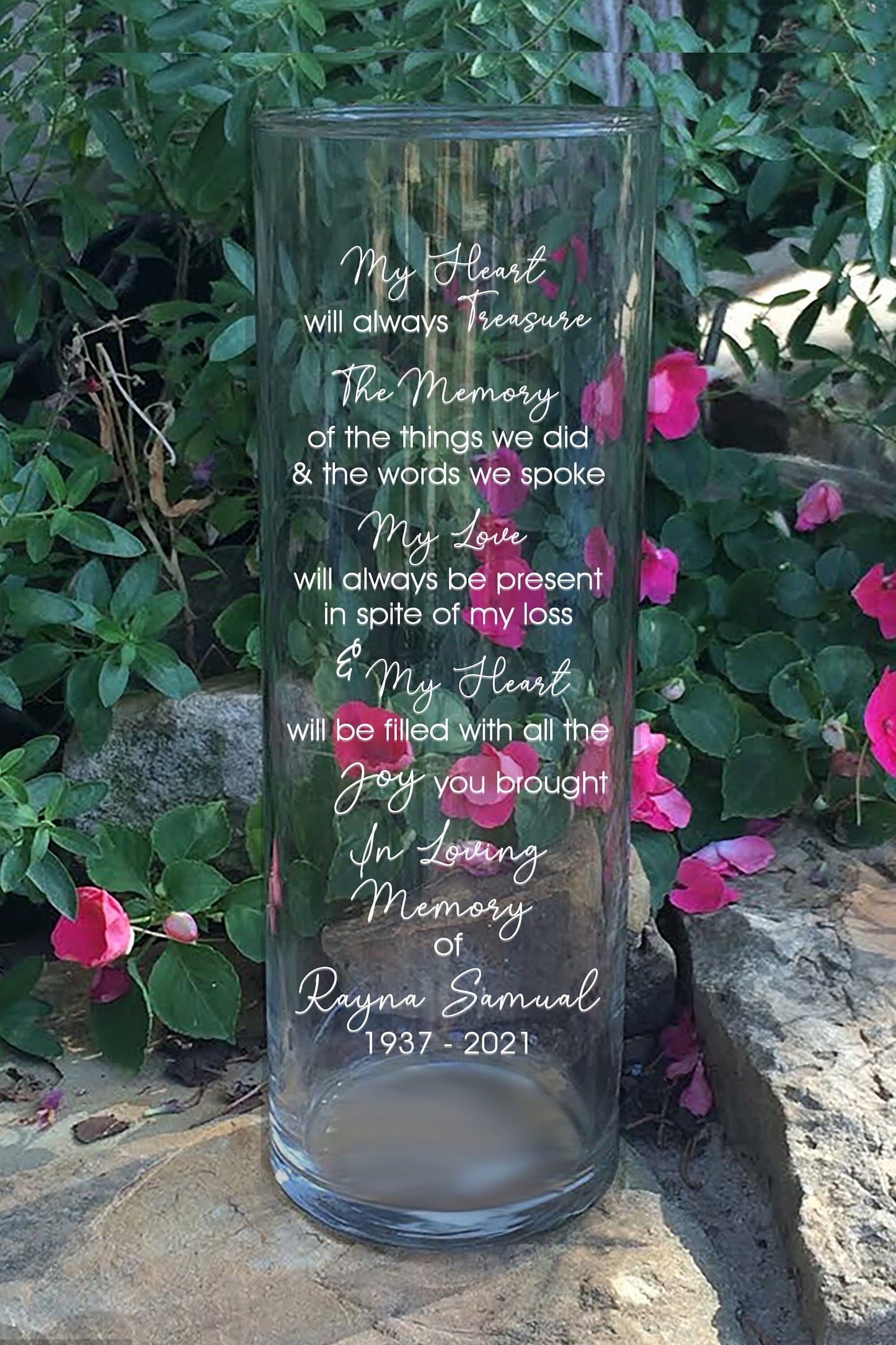 My Heart Will Treasure | In Loving Memory Floating Candle Memorial Vase