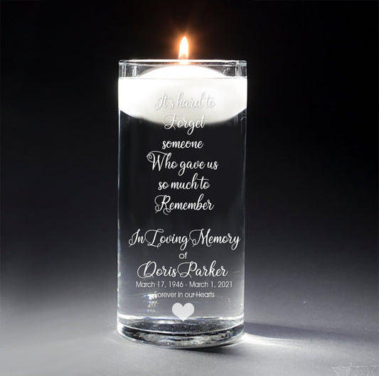 So Much to Remember | In Loving Memory Floating Candle Memorial Vase