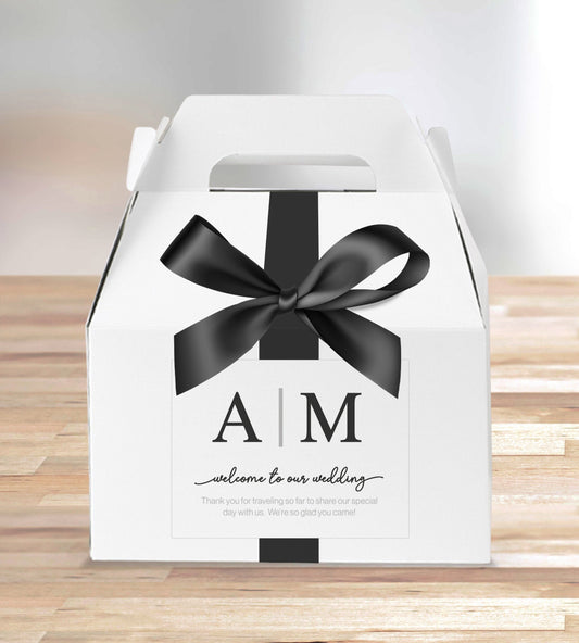 Personalized Classic Monogram | Wedding Welcome Box Labels