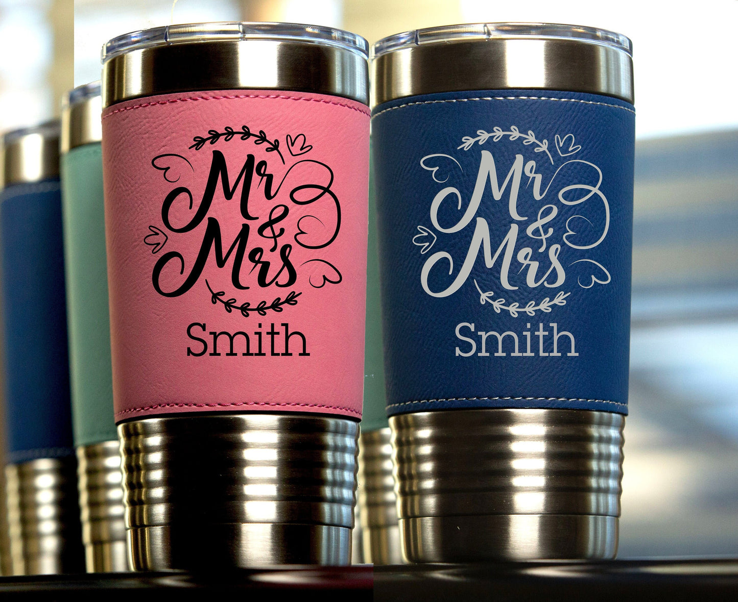 Mr. and Mrs. | Polar Camel Vegan Leather Travel Tumbler