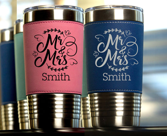 Mr. and Mrs. | Polar Camel Vegan Leather Travel Tumbler