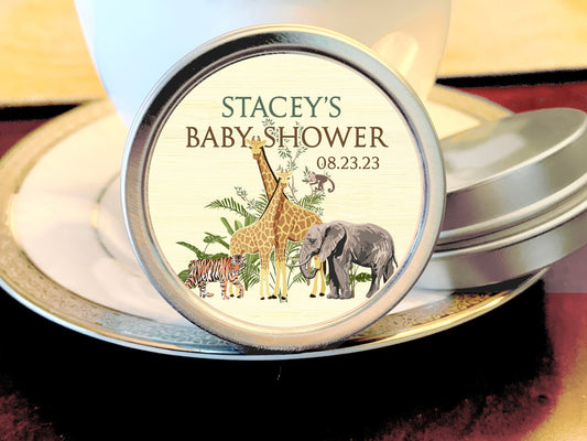 Personalized Jungle Safari Baby Shower Favor Mint Tins