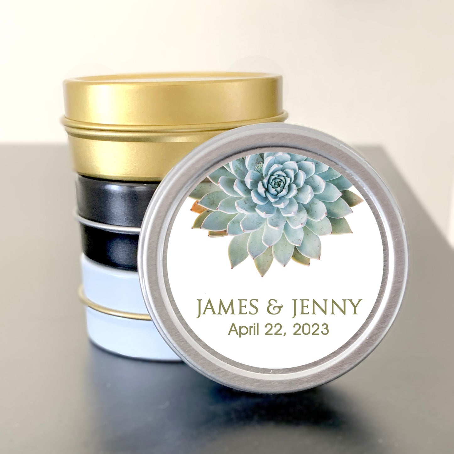 Personalized Succulent Wedding Favor Mint Tins