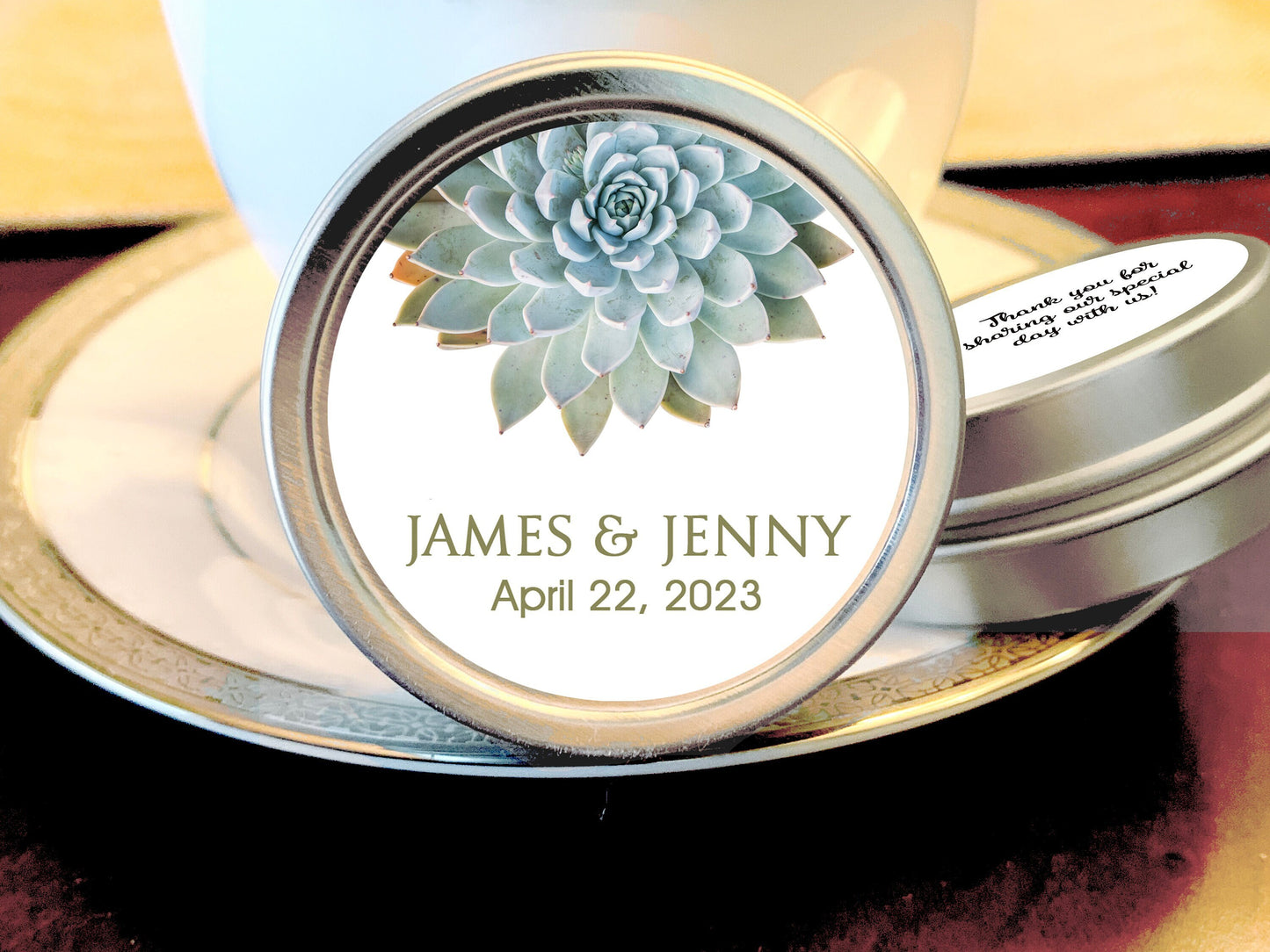 Personalized Succulent Wedding Favor Mint Tins