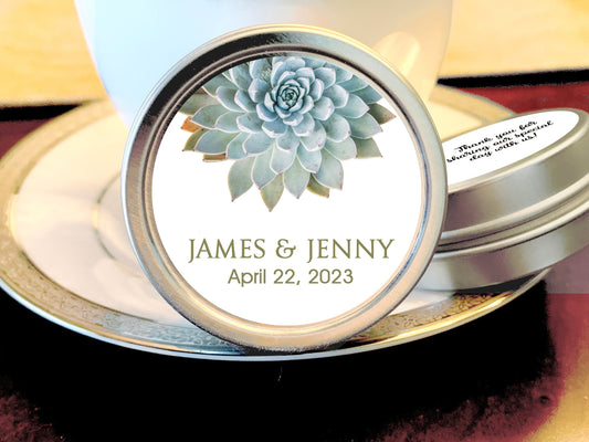 Personalized Succulent Wedding Favor Mint Tins