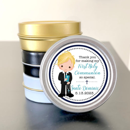 Custom Character His First Communion Religious Favor Mint Tins