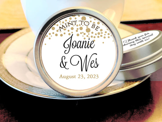 Gold Dots Mint to Be Wedding Favor Mint Tins