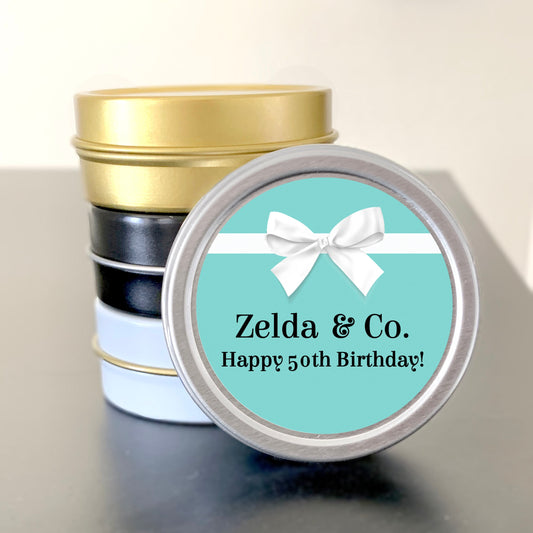 Ribbon Robin's Egg Blue Wedding Favor Mint Tins