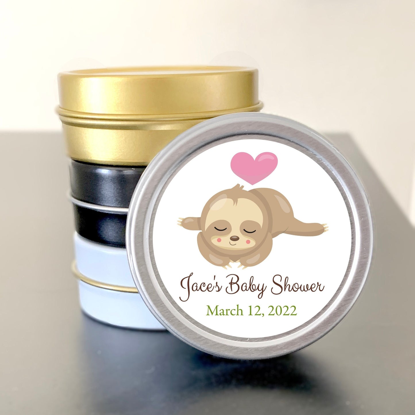 Personalized Baby Sloth Baby Shower Favor Mint Tins
