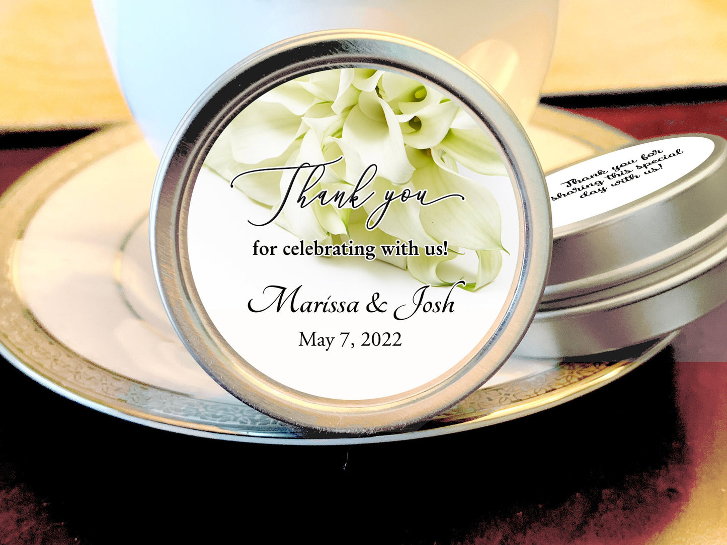Personalized Calla Lily Wedding Favor Mint Tins