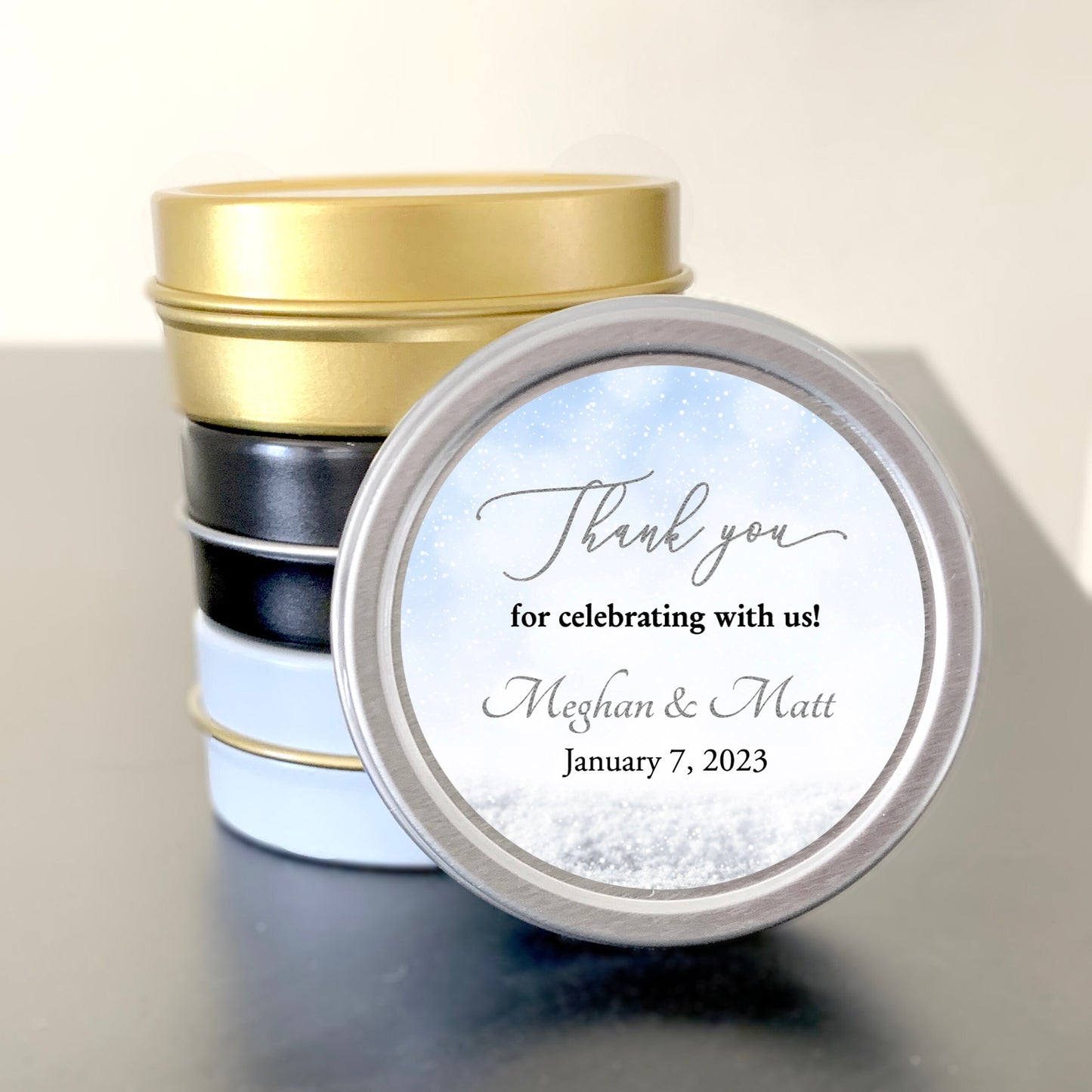 Winter Sky Wedding Favor Mint Tins