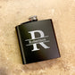 Banner Name and Initial Black Engraved Flask | Gift Set Options Available