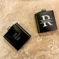 Banner Name and Initial Black Engraved Flask | Gift Set Options Available