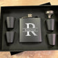 Banner Name and Initial Black Engraved Flask | Gift Set Options Available