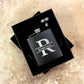 Banner Name and Initial Black Engraved Flask | Gift Set Options Available