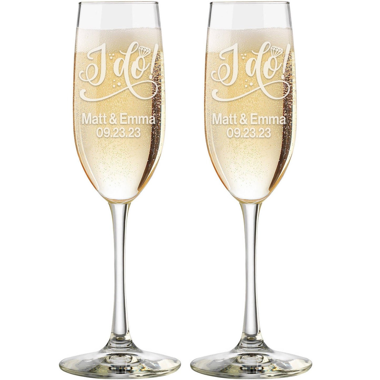 I Do! | Engagement Ring | Champagne Toasting Flute Set
