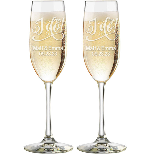 I Do! | Engagement Ring | Champagne Toasting Flute Set
