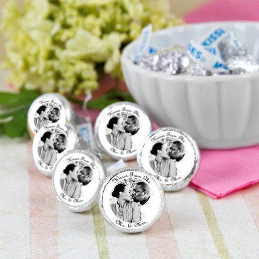 3/4" Personalized Wedding Stickers | Kisses from the Mr. & Mrs. | Photo