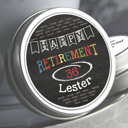 Personalized Chalkboard Retirement Favor Mint Tins
